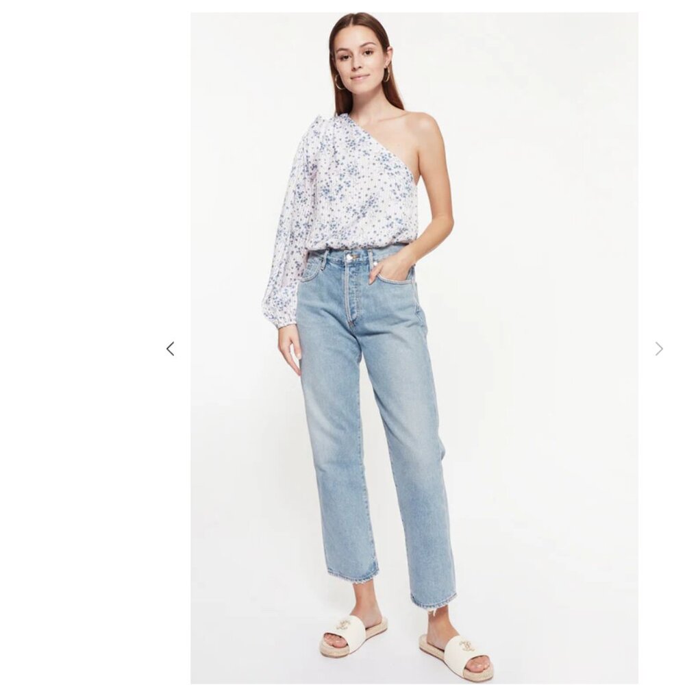 Cami NYC Lenore One Shoulder Bodysuit M | Silk Cotton Floral Top